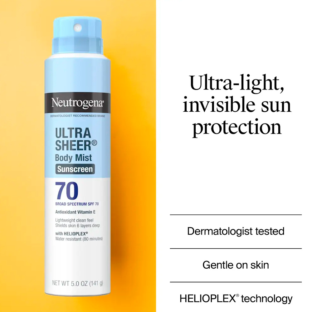 Neutrogena - Ultra Sheer Lightweight Sunscreen Spray SPF 70 (141g / 5 oz) - Imagen 2