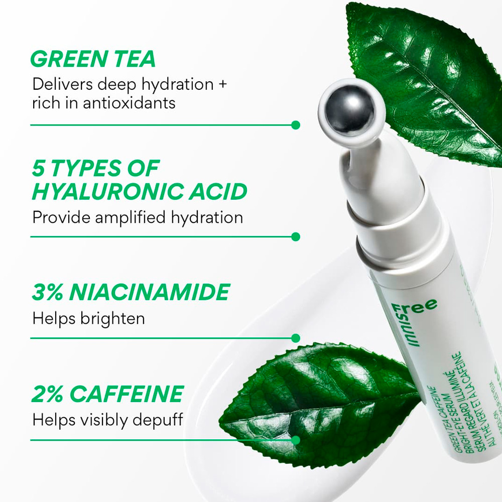 Innisfree Green Tea Caffeine Bright Eye Serum – 10ml (0.33 fl. oz.) - Imagen 2