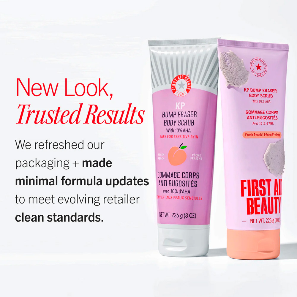 First Aid Beauty KP Bump Eraser Body Scrub 10% AHA Fresh Peach (226g/8.0 oz) - Imagen 2
