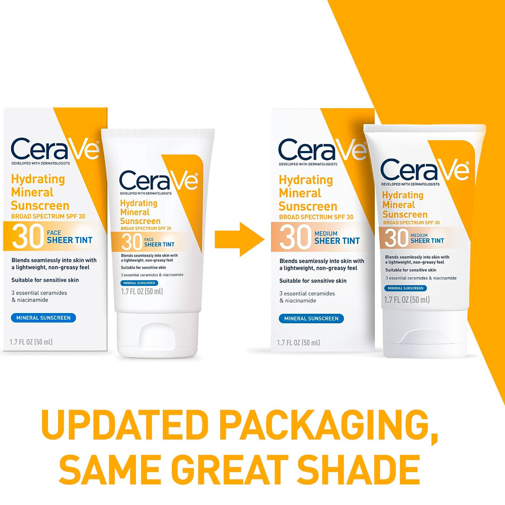 CeraVe Hydrating Mineral Sunscreen Face SPF 30 Medium Tint – 1.7 fl. oz. - Imagen 2