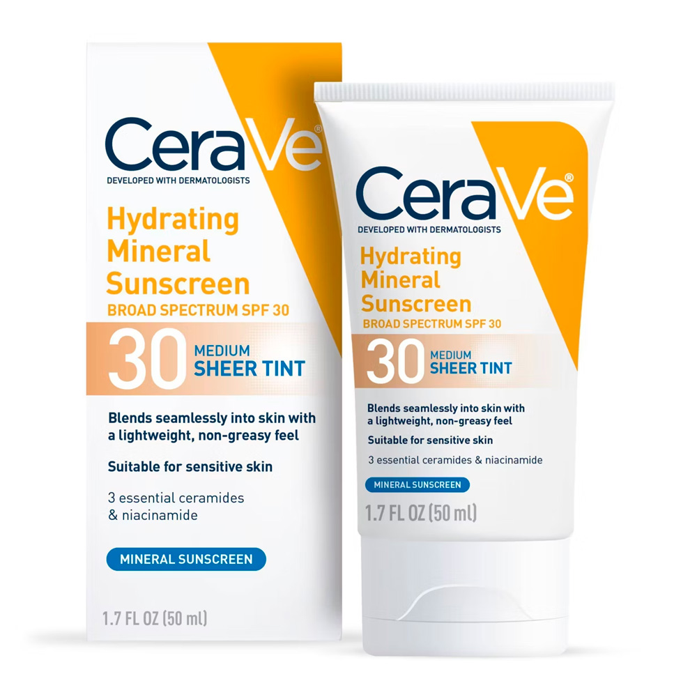 CeraVe Hydrating Mineral Sunscreen Face SPF 30 Medium Tint – 1.7 fl. oz.